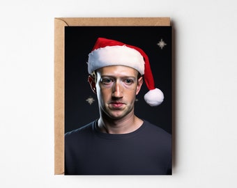 Mark Zuckerberg has a sad Christmas, AI Generated Christmas card, Funny Xmas Card, For Him, For Her, Facebook, Pedges Houseboat, for Friend
