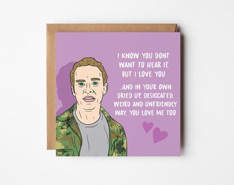 Peep Show, Funny Valentine Card, Anniversary Card, Valentines card, Funny Valentines Card, for Her, for Him, Mark Corrigan, Super Hans