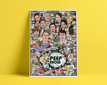Peep Show, A1 Poster, 594mm x 841mm, 350+ References, 170gsm Silk, Film and TV Poster, Mark Corrigan, Super Hans