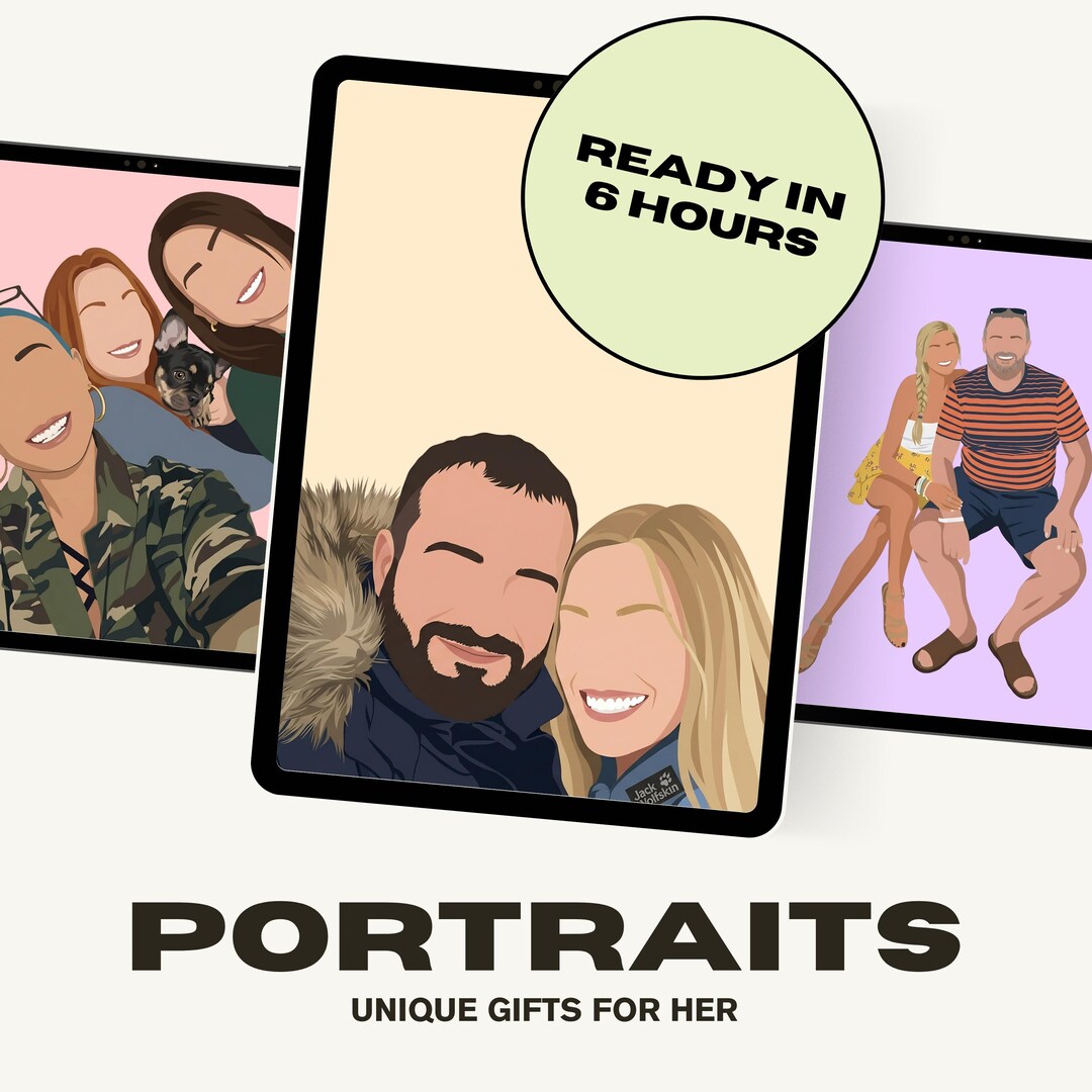 Custom Faceless Portrait Art, Minimalist Couple, Friend Illustration ...