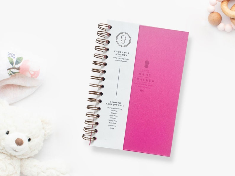 Baby Care Log Book, Daily Newborn Tracker HOT PINK Cover Breastfeed and