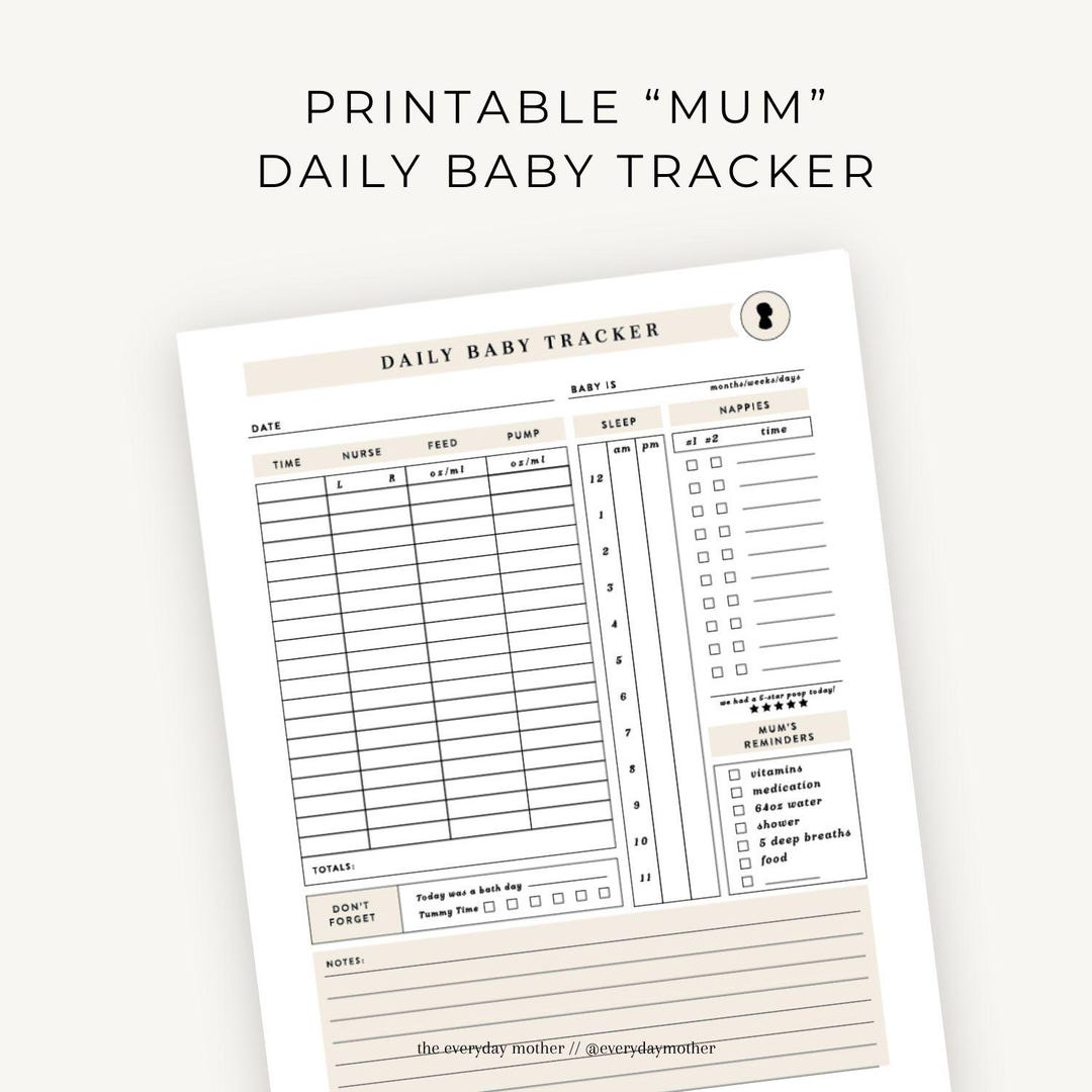 Printable MUM Daily Baby Tracking Page | DIY Baby Tracking Log Book ...