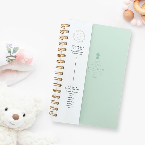 Baby Care Log Book, Daily Newborn Tracker - MINT GREEN Cover | Breastfeed and Pump Tracking | Parenting Must-Have | The Everyday Mother