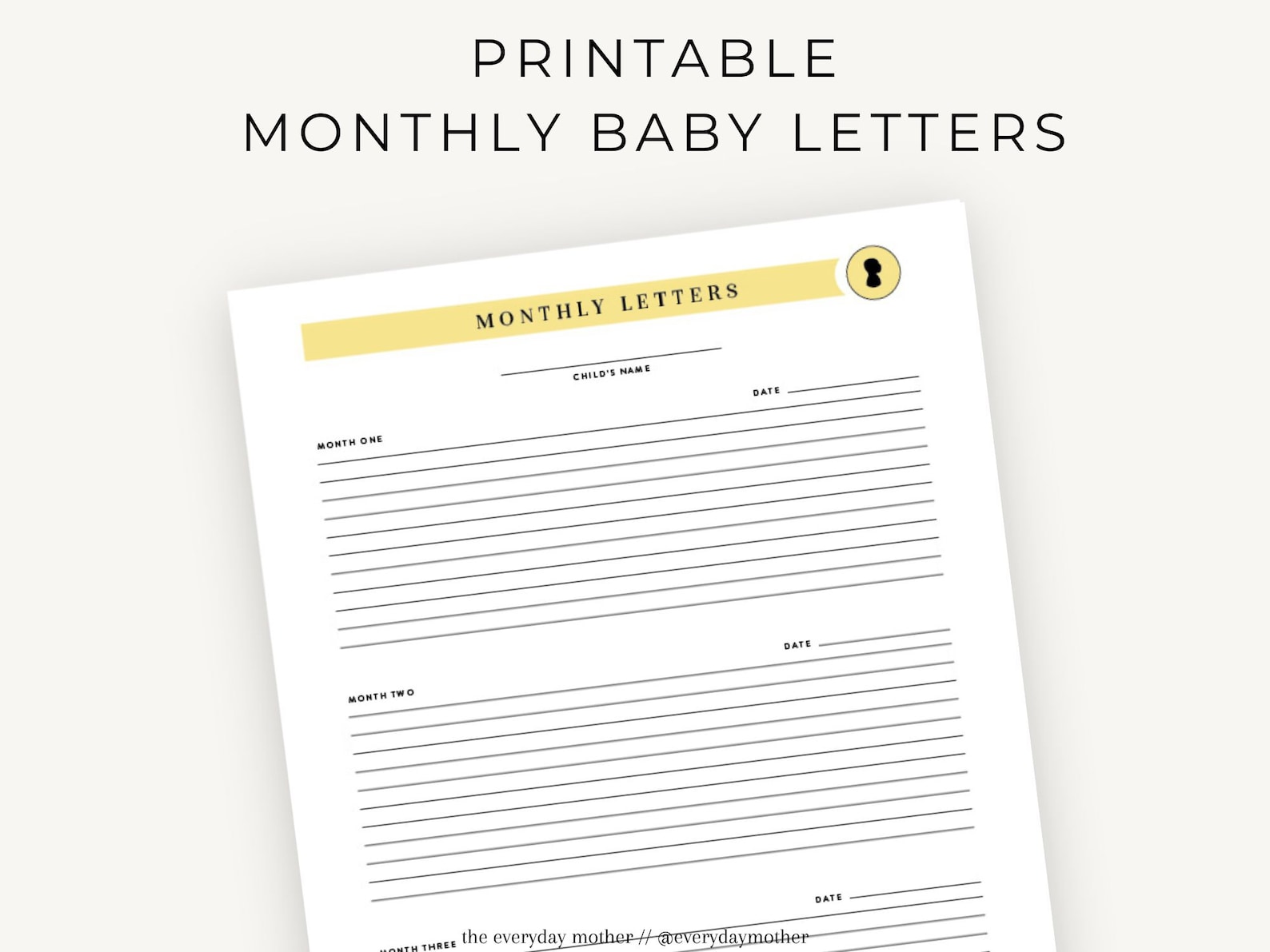 Printable Baby Monthly Letter Notes | DIY Baby Tracking Log Book | Feed ...