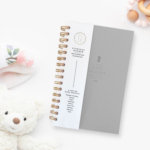 Baby Care Log Book, Daily Newborn Tracker - GREY Cover | Breastfeed and Pump Tracking | Parenting Must-Have | The Everyday Mother