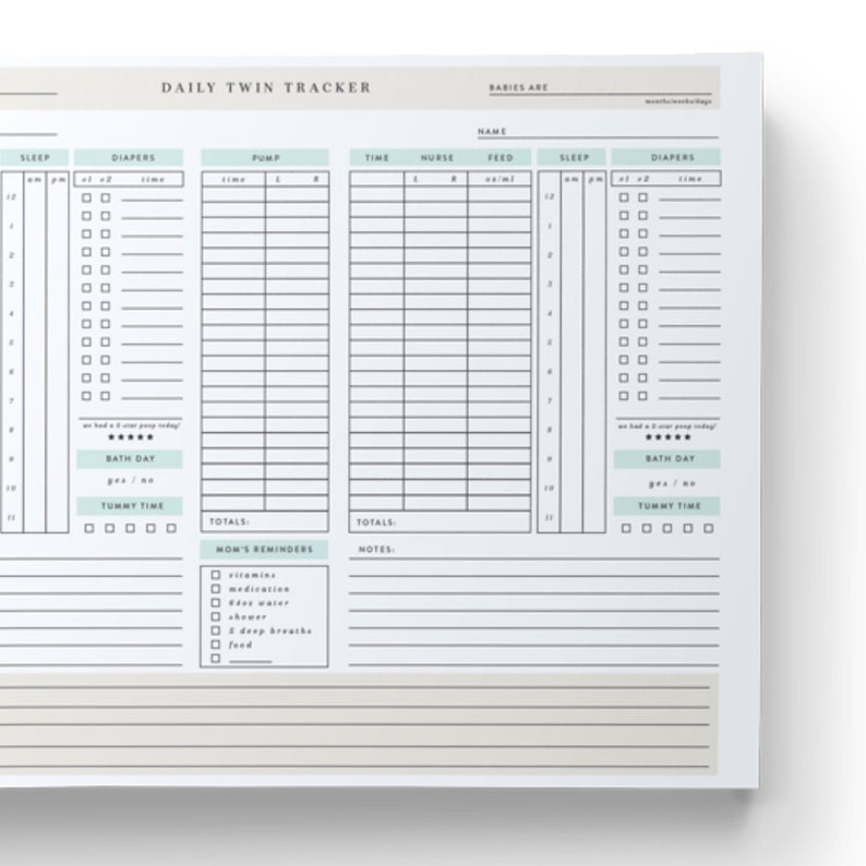 Daily Twin Tracker Note Pad 8.5x11 image 5