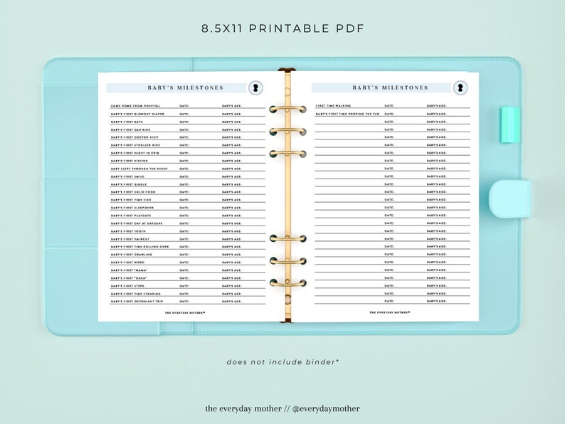 Printable Baby Milestone Chart Tracker DIY Baby Tracking Log Etsy