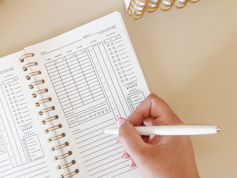 Baby Care Log Book, Daily Newborn Tracker HOT PINK Cover Breastfeed and