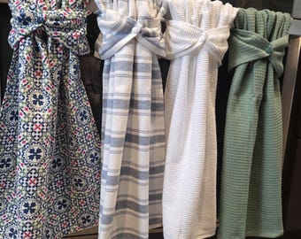 Green and blue kitchen dish towels, hanging kitchen towel, towel for oven, kitchen towel holder, snap cotton kitchen towel, cute kitchen