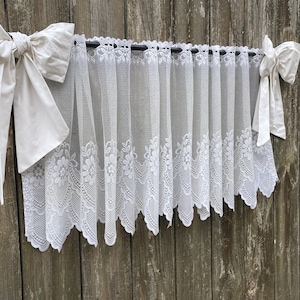 Vintage Lace Valance French Country Cottagecore Modern Cottage Shabby Granny White