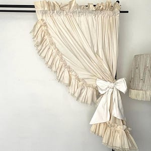 Vintage Priscilla Ruffled Lace Curtain Cottagecore Shabby French Country Light Academia Fancy Shower Curtains