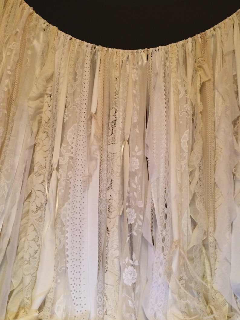 Burlap Lace Curtains Ribbon Curtain Rustic Rag Garland Boho | Etsy
