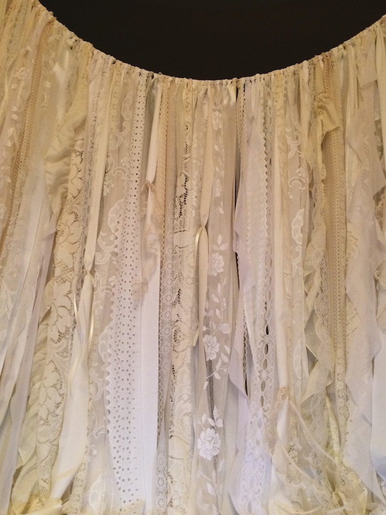 Burlap Lace Curtains Ribbon Curtain Rustic Rag Garland Boho Etsy