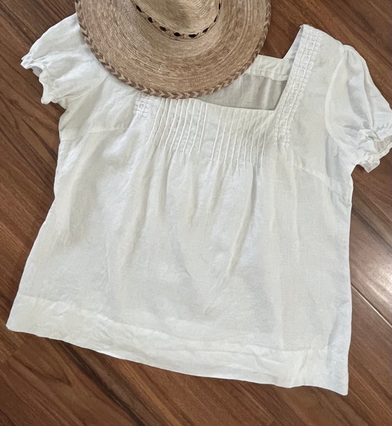 Linen Shirt 100% linen  Classic Peasant Top Coast… - image 1