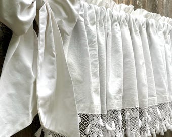 Vintage Lace Fringe Curtains Valance French Country Cottagecore Modern Cottage Shabby Grannychic Topper Boho Light Academia Victorian 12ft