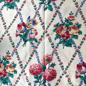 Vintage Curtains French Country Red Floral Ticking Drapes Cottagecore ...