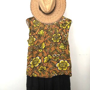 Linen shirt 100% linen knit jersey floral top Large sustainable clothes  tee shirt