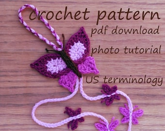 crochet butterfly, tassel decoration / pdf crochet pattern / crochet wedding / crochet tutorial / crochet home décor / US terminology
