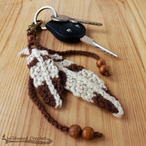 feather tassel keychain crochet pattern pdf//owl feather//boho bag charm//crochet keyfob//stocking stuffer//US terminology image 4