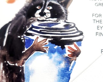 RACCOON in watercolor, easy painting for fun, try watercolors, kid friendly, all supplies included