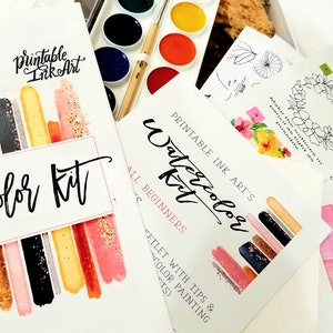 Watercolor Kit for Beginners, booklet; tips, techniques, fun drills, high quality materials, Watercolor painting for starters