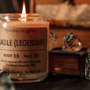 Candle (Legendary) - Legendary Game Item!, Skyrim Inspired, Gamer Candle, Customize Scent