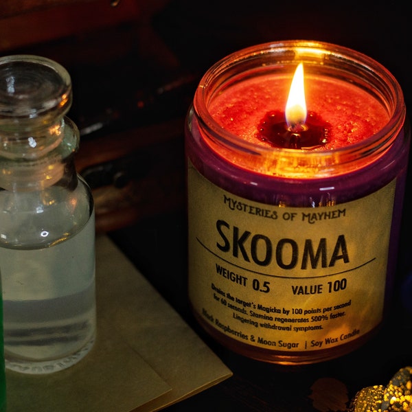 Skooma - Black Raspberry & Moon Sugar Scented, Skyrim Inspired, Gamer Gift