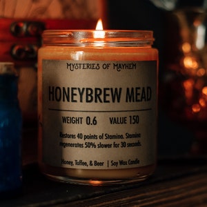 Honeybrew Mead - Honey, Toffee, & Beer Scented, Skyrim Inspired, Gamer Gift