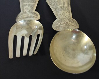 Rare Brass spoon and fork wall art, FREE SHIPPING