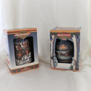 Budweiser 1999 Steins, A Century of Tradition, Holiday in the Mountains, Free Shipping, Budweiser Holiday Stein Collection