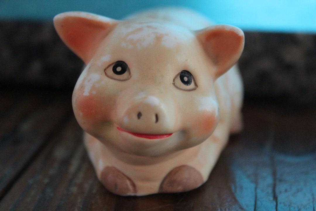 Ramequin Ancien En Céramique Tête De Cochon - Occasion Bon état - Objet De Décoration Vintage