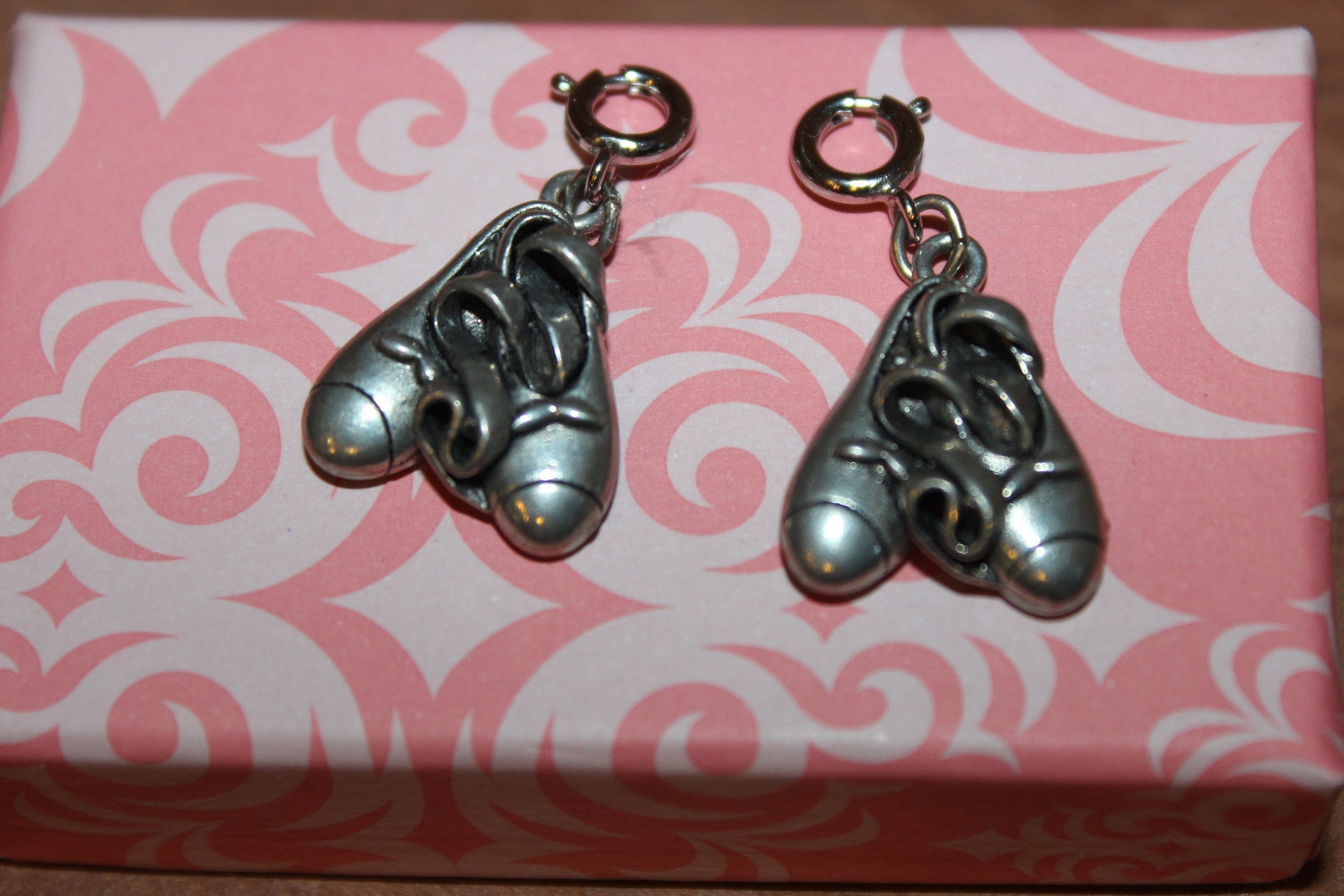 set of ballerina ballet shoes dangle charm pendant, ballet shoes zipper charm, ballet shoes purse clip, ballet shoes back pack c