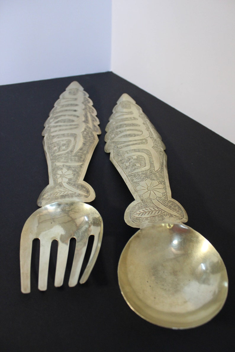 Rare Brass spoon and fork wall art, FREE SHIPPING image 1