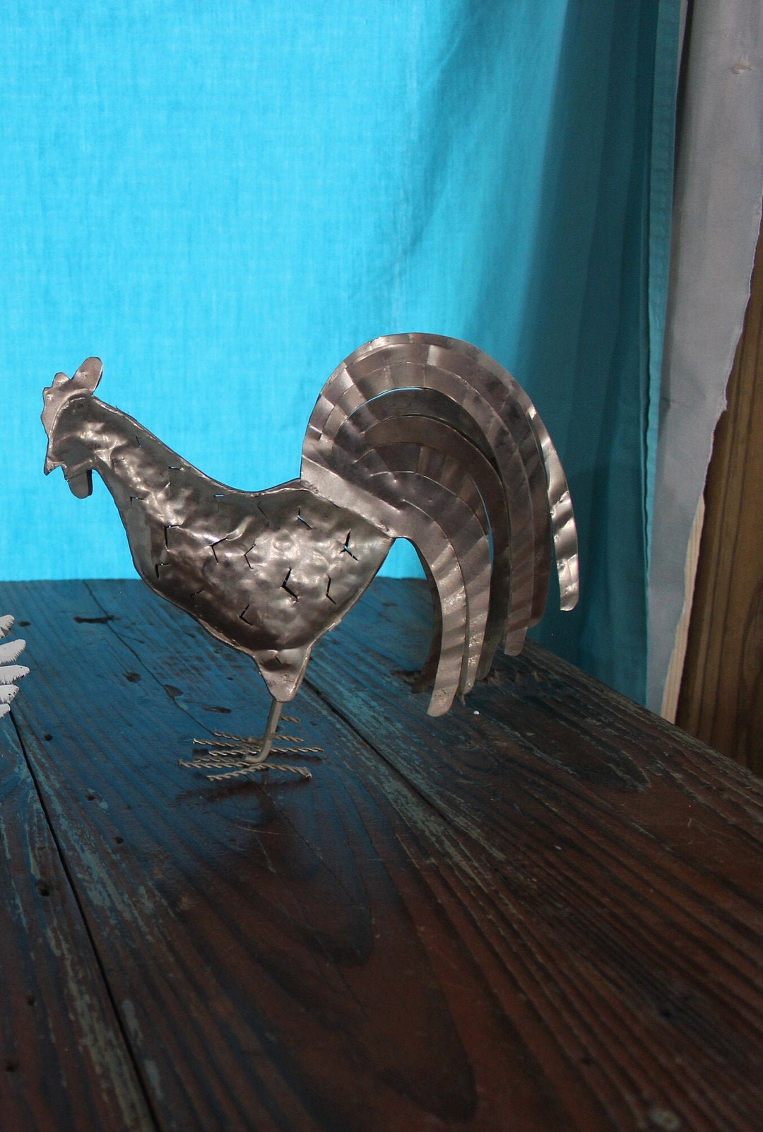 Hammered Metal Rooster Folk Art Décor, Metal Chicken Country Décor Rooster, Free Shipping Etsy