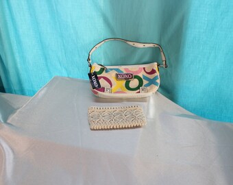 Macramé and cotton, small shoulder handbag, XOXO Small Zippered Straw Handbag Multicolor