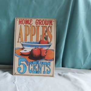 Metal Décor, Metal Sign, Home Grown Apples Metal Sign, Auction Find, Free shipping