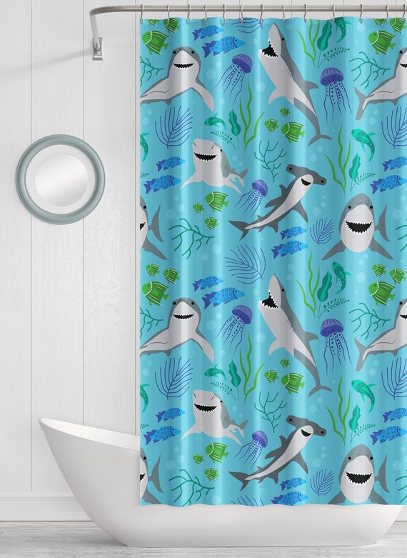 Shark Shower Curtain Funny Bathroom Decor Gifts For Australia Shark Shower Curtain Funny, Shark Shower Curtain Set