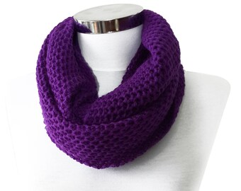 Purple double layer scarf, knitted infinity scarf, women or man winter warm scarves, man scarf, Purple Scarf, Circle Scarf Hooded Scarf