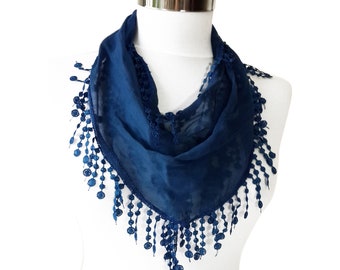 ROYAL BLUE SCARF, navy blue spring scarf cotton, blue shawl, blue scarf, trendig items, gift ideas for her, Mothers Day Gift