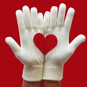 Red Heart Gloves, Christmas Gift for Her or Him, Valentine's Gift, Special Gif Romantic Gloves, Romantic Gift image 1