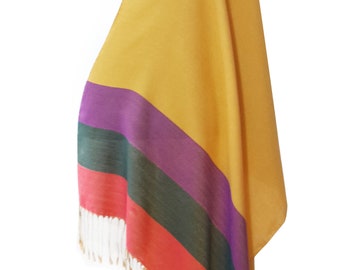 unique blue mustard purple striped lightweight shawl Unisex Scarf Long Wrap Shawl Oversize Multicolor shawl Brown High Quality cape