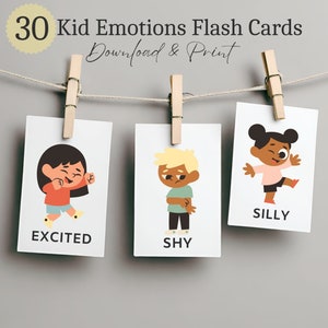 Kid emotions flash cards, Feelings Flash Cards, emotions flashcards, Emotions Chart, kids feelings, Montessori Materials, Homeschool Print