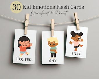 Kid emotions flash cards, Feelings Flash Cards, emotions flashcards, Emotions Chart, kids feelings, Montessori Materials, Homeschool Print