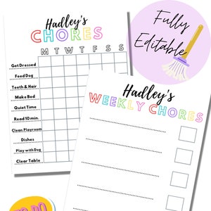 Chore Chart for Kids Daily Responsibilities, Printable Daily Routine, Chore Chart, Daily Checklist, Daily Task List, custom chore chart