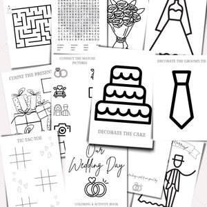Hochzeits-Aktivitäten-Buch, Hochzeits-Aktivitäten für Kinder, Kinder-Aktivitäts-Kits für Hochzeit, Hochzeits-Malbuch zum Ausdrucken, Hochzeits-Malvorlagen