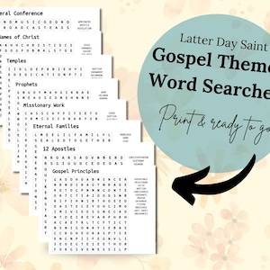 General Conference Packet for kids Primary, 2025 General Conference activities kids, LDS word search, Come follow me Primary 2025