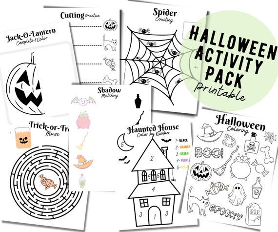 Halloween Activity book, halloween games, kids preschool halloween, Homeschool Activity, Halloween Craft, coloring page, Halloween busy book