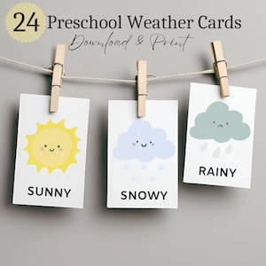 Cartões meteorológicos, flashcards Montessori, cartões pré-escolares, cartões educacionais arco-íris para impressão, cartões meteorológicos, ciências do ensino doméstico