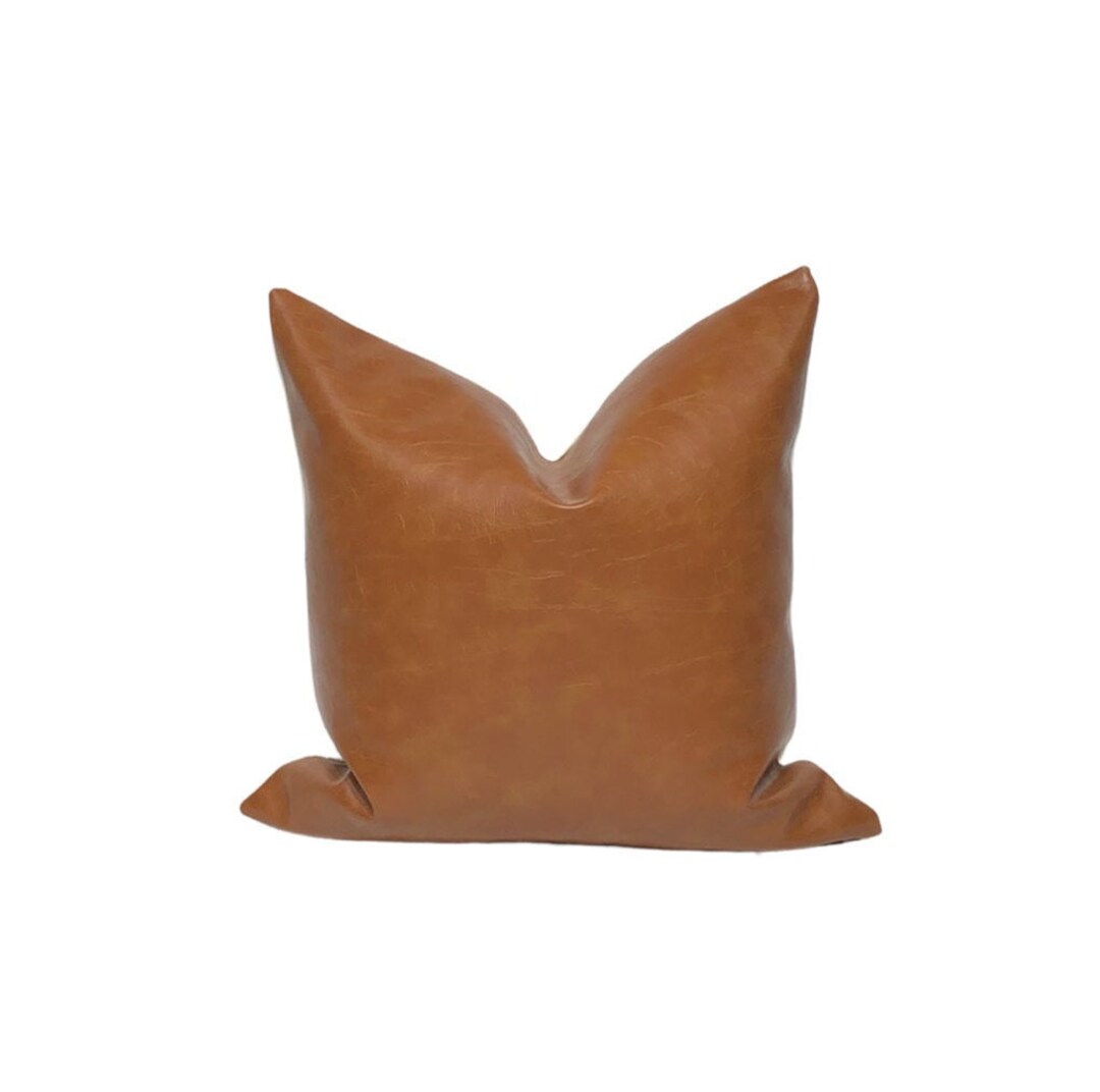 Cognac Faux Leather Pillow Pillow Cover Throw Pillow Cover - Etsy
