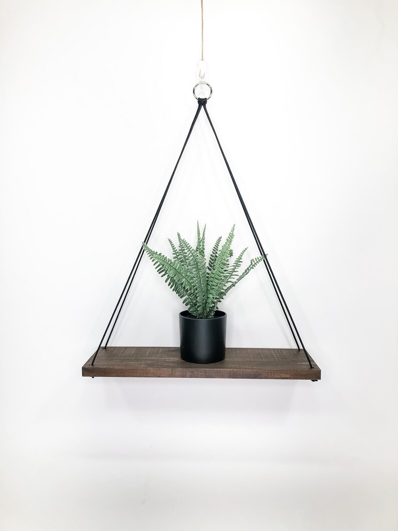 Wood Hanging Shelves Espresso Stain Minimalist Shelves Etsy